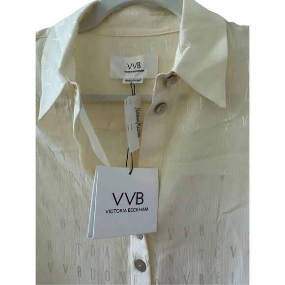Victoria Beckham Women’s Cream Long Sleeve Pullover Shirt Size 2 - Picture 2 of 6
